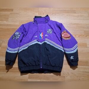 Vintage Logo Athletic Purple NBA  Puffer Jacket Sz. L Made In Macau